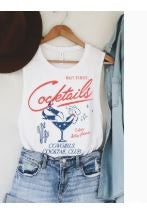 But First Cocktails Graphic Tank-White|7751