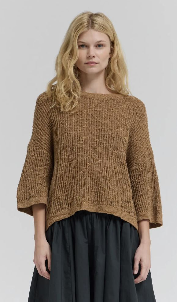 Textured Knit Tee- Twig Color|7778