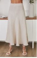 Linen Maxi Skirt-Beige|7864