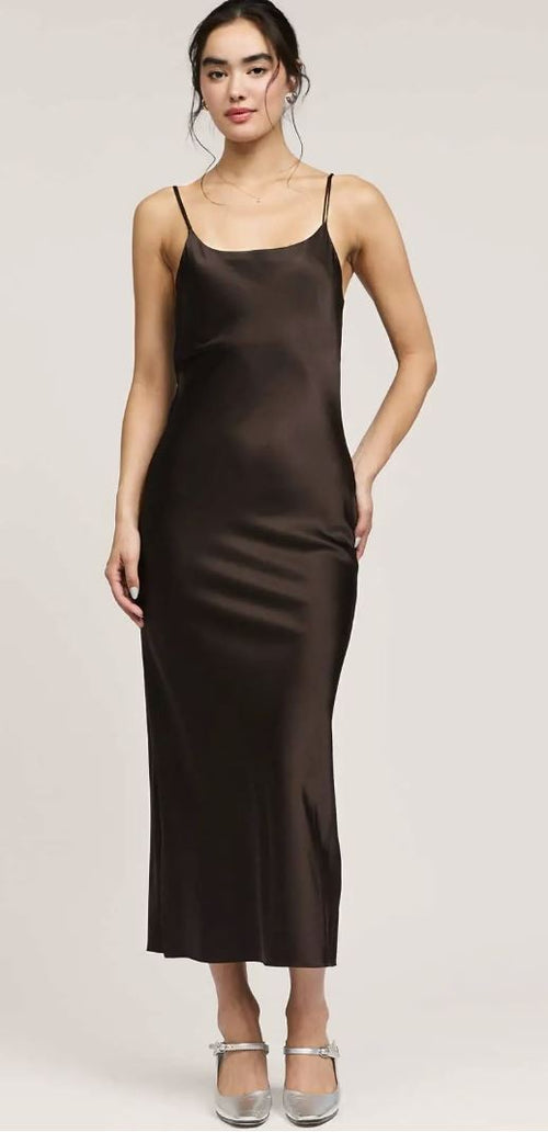 100% Silk Slip Dress w/Slide Slit|7965