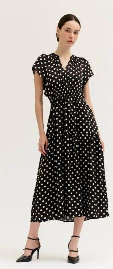 Satan black doted dress|8038