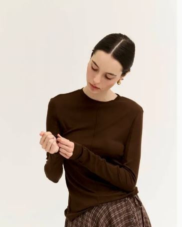 Basic Crewneck T-Shirt brown|8039