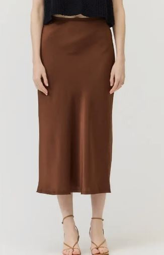Satin Mermaid Fit Skirt chocolate|8041