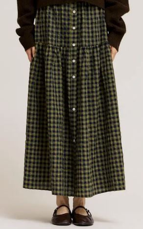 Front Button Check Skirt|8042