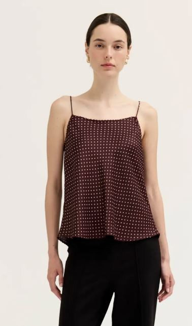 Polka Dot Dainty Tank-chocolate|8044