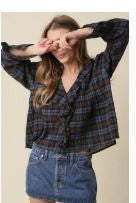 Lena Ruffle Plaid Blouse|8263