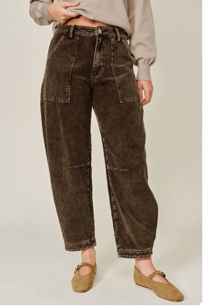 Corduroy Relax Fit Barrel Pants|8327
