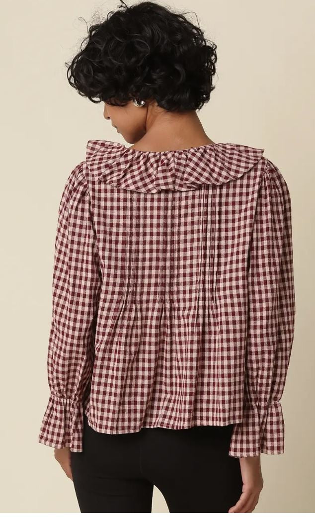 Hazel Gingham Ruffle Blouse|8330