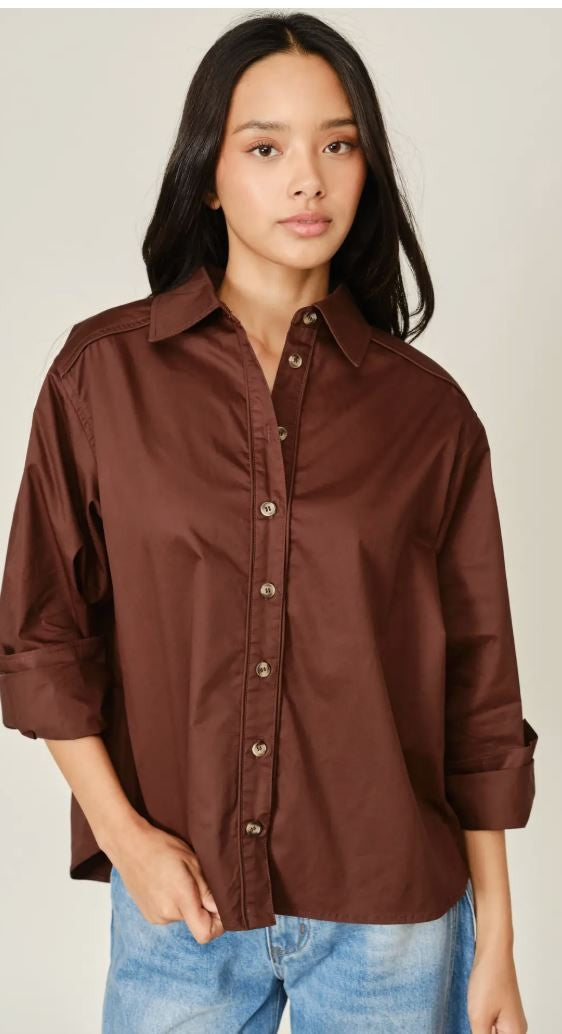 Classic Button Down Shirt-BRWN|8335