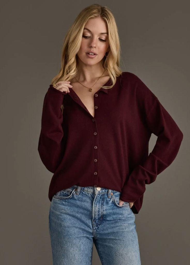 Burgundy Button Up Cardigan|8345