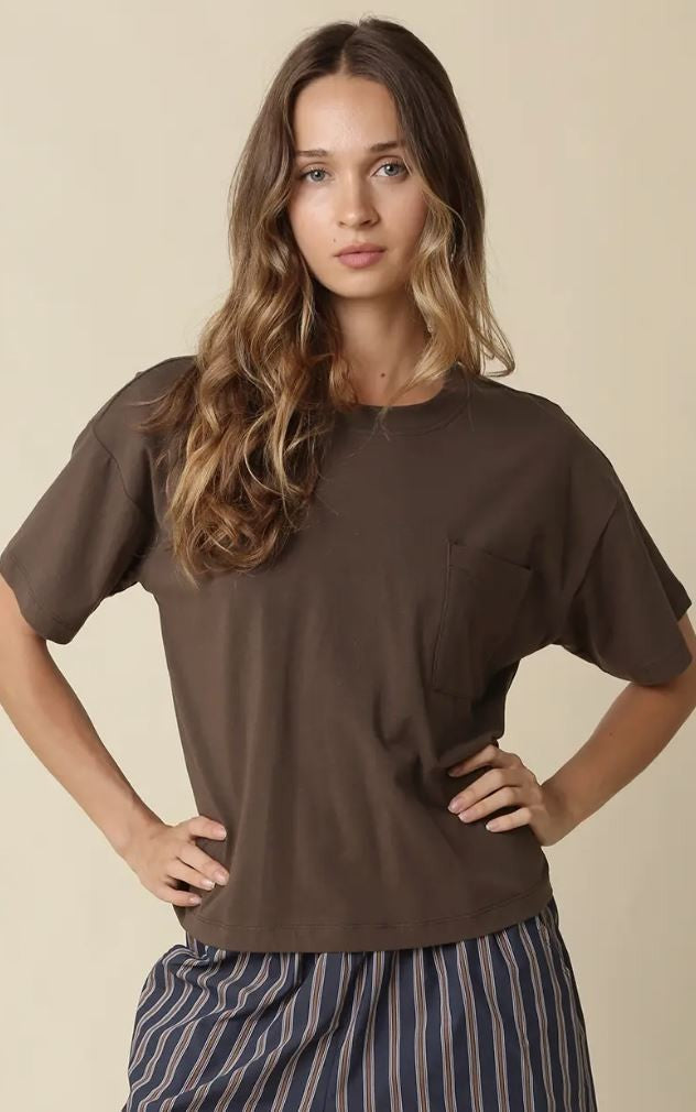 Relaxed Pocket Tee-Brown|8351