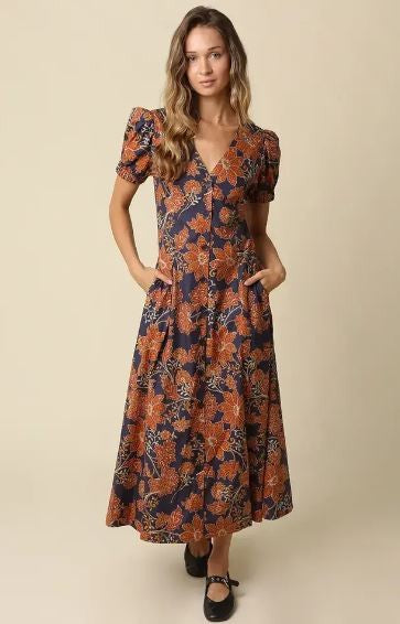 Hallie Floral V-Neck Maxi Dress|8380