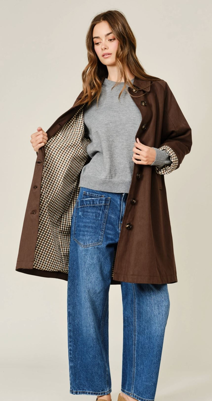 Midi Trench Coat - Brown|8386